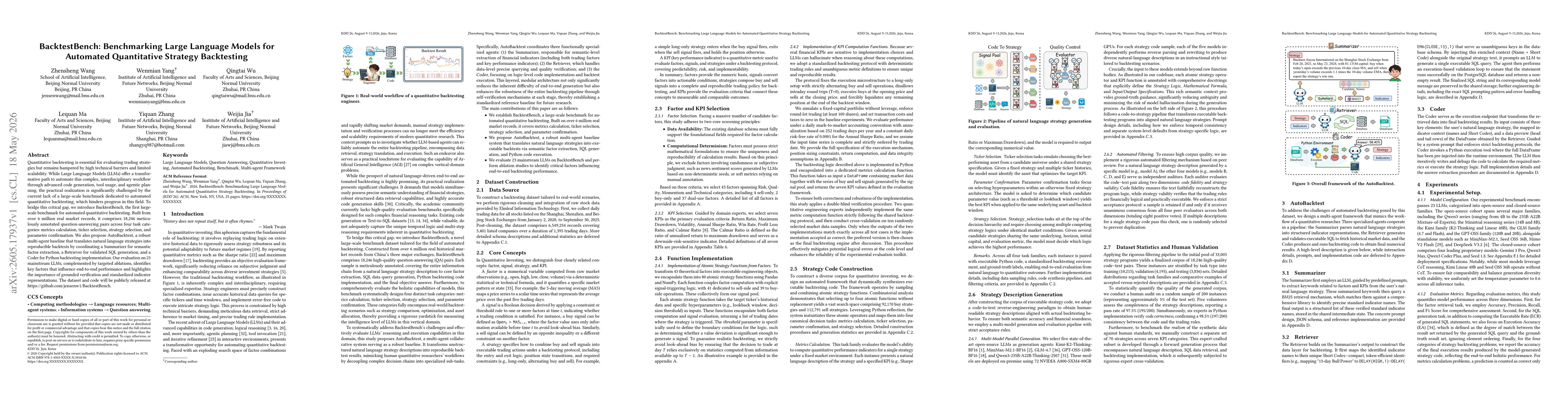 Thumbnail for BacktestBench: Benchmarking Large Language Models for Automated Quantitative Strategy Backtesting