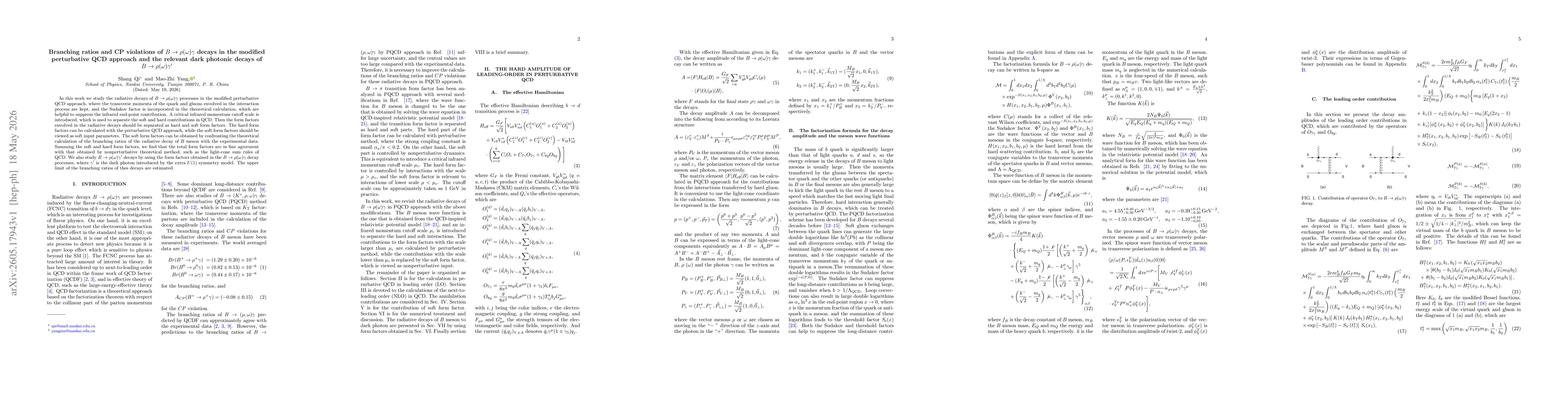 Thumbnail for Branching ratios and CP violations of $B \toρ(ω) γ$ decays in the modified perturbative QCD approach and the relevant dark photonic decays of $B\to ρ(ω) γ^\prime $