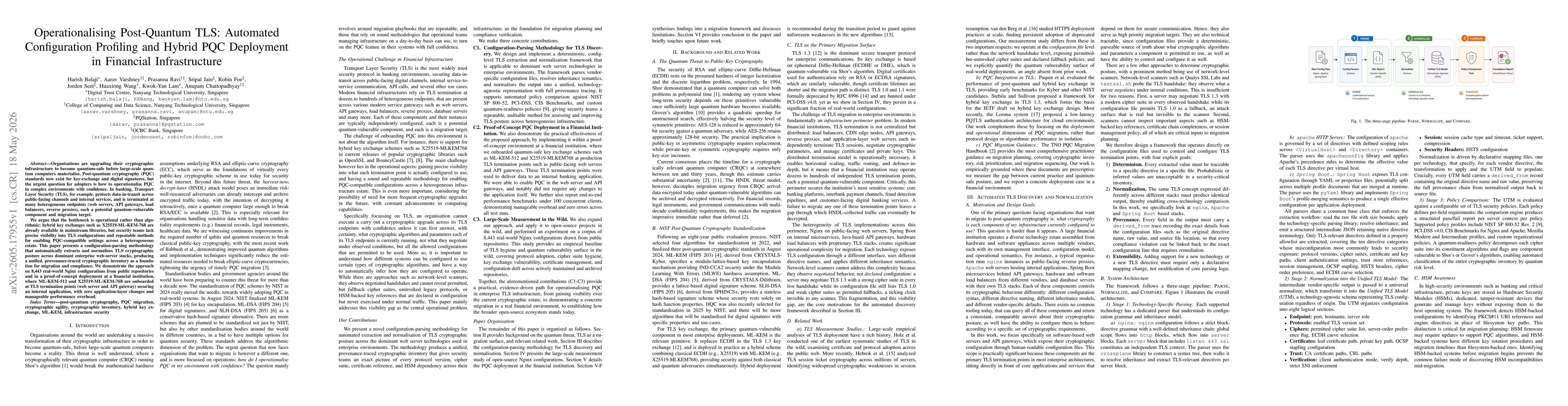 Thumbnail for Operationalising Post Quantum TLS Automated Configuration Profiling and Hybrid PQC Deployment in Financial Infrastructure