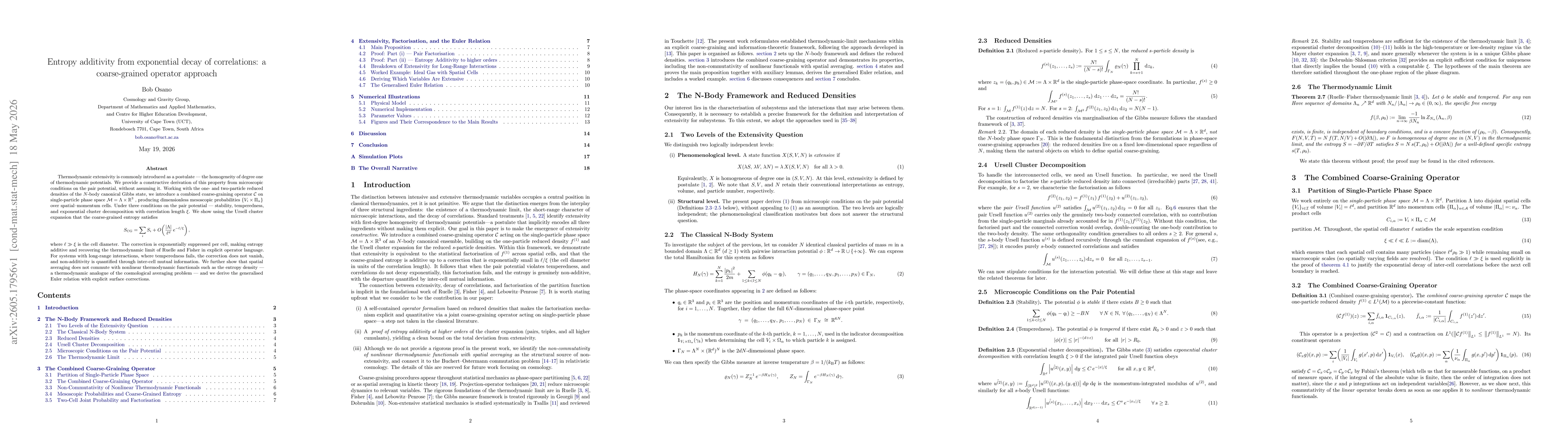 Thumbnail for Entropy additivity from exponential decay of correlations: a coarse-grained operator approach