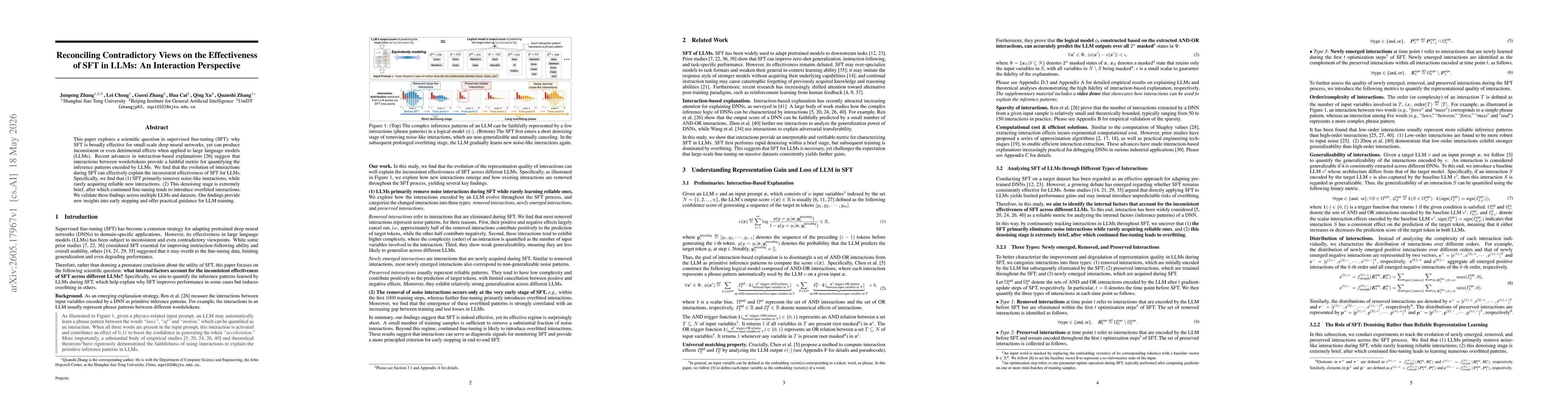 Thumbnail for Reconciling Contradictory Views on the Effectiveness of SFT in LLMs: An Interaction Perspective