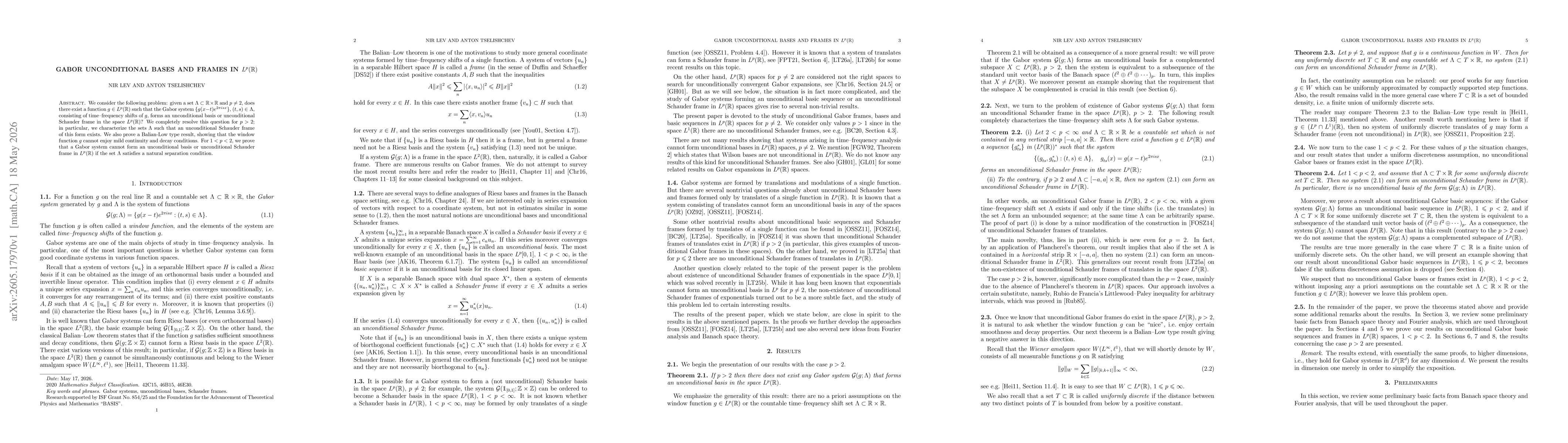 Thumbnail for Gabor unconditional bases and frames in $L^p(\mathbb{R})$