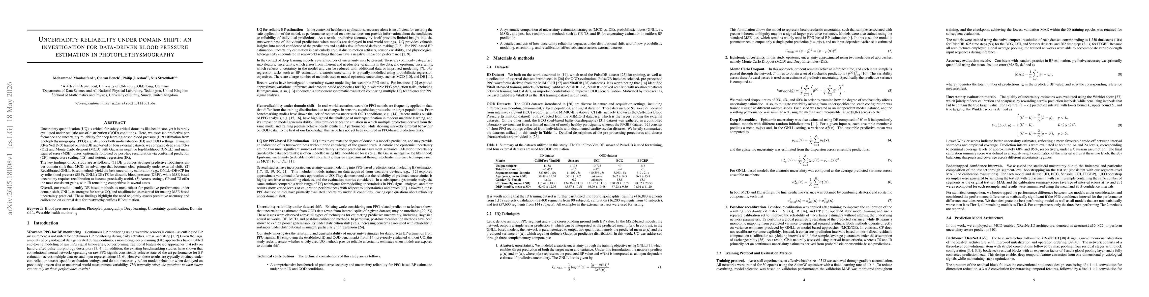 Thumbnail for Uncertainty Reliability Under Domain Shift: An Investigation for Data-Driven Blood Pressure Estimation in Photoplethysmography