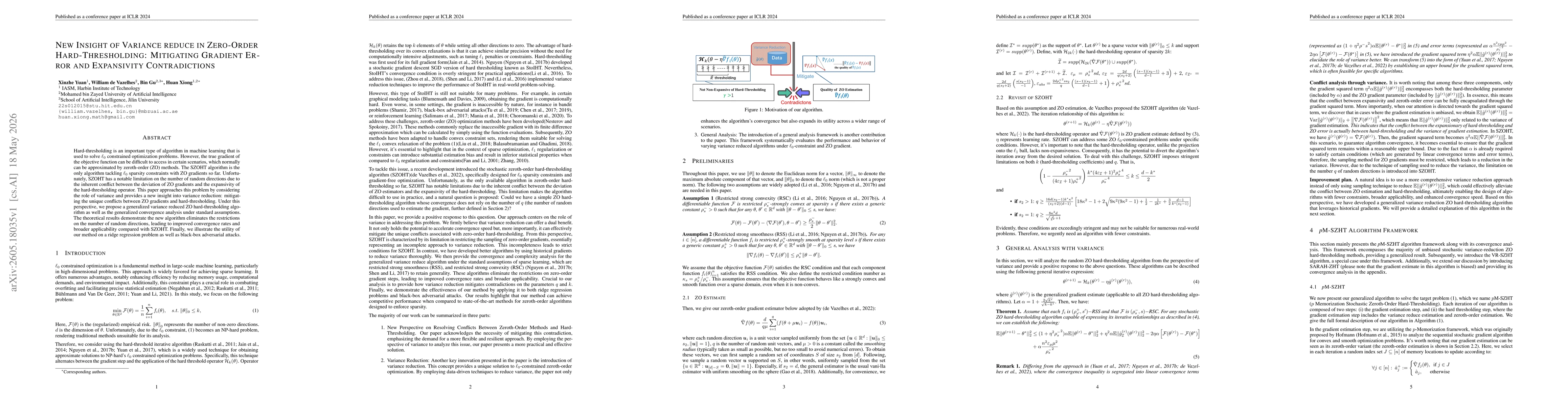 Thumbnail for New Insight of Variance reduce in Zero-Order Hard-Thresholding: Mitigating Gradient Error and Expansivity Contradictions