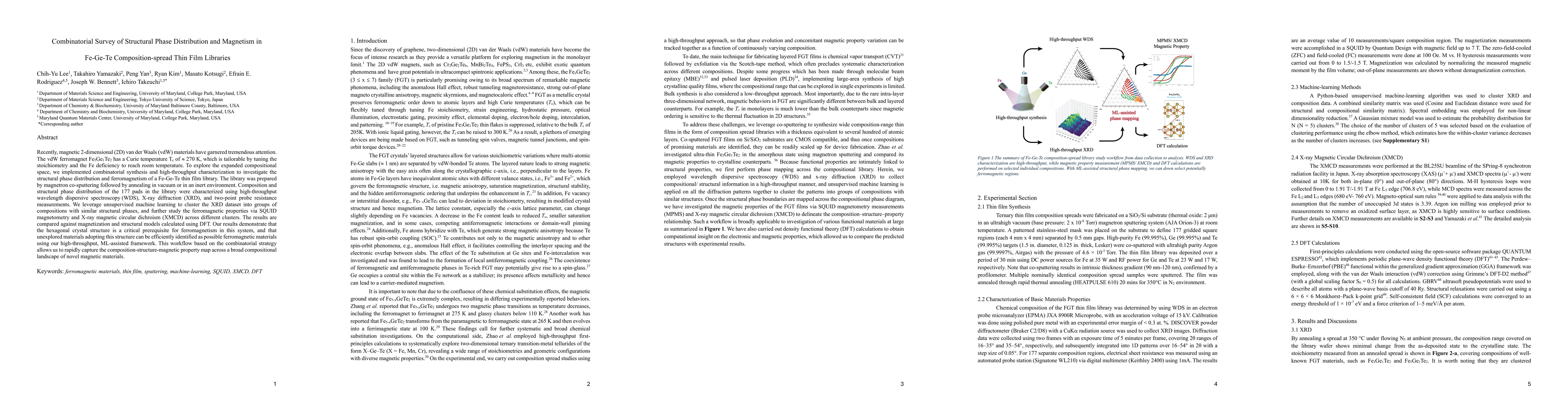 Thumbnail for Combinatorial Survey of Structural Phase Distribution and Magnetism in Fe-Ge-Te Composition-spread Thin Film Libraries
