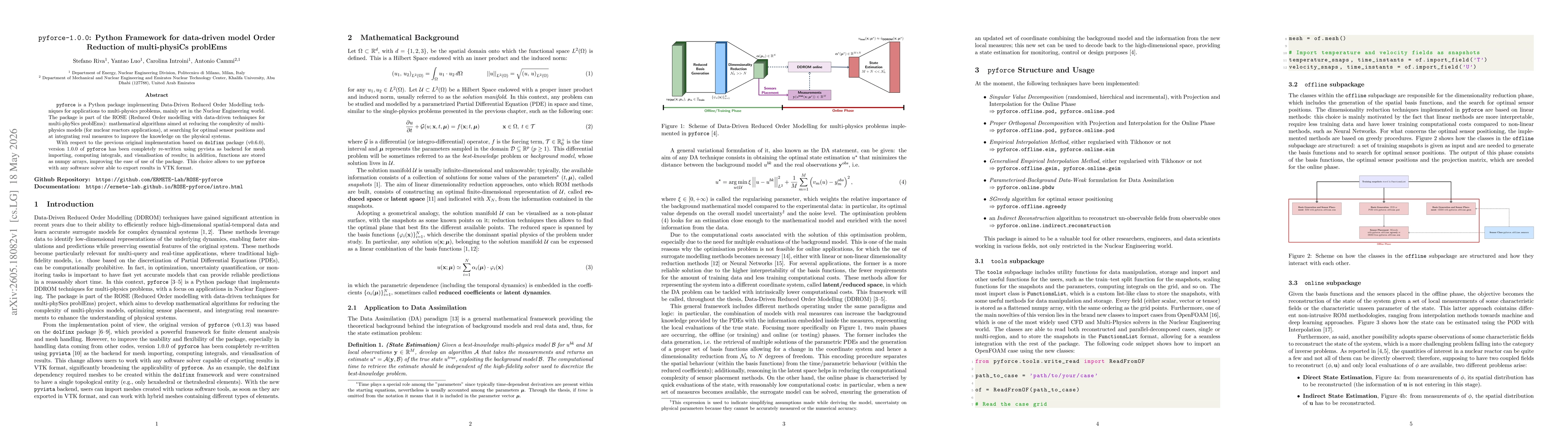 Thumbnail for pyforce-1.0.0: Python Framework for data-driven model Order Reduction of multi-physiCs problEms