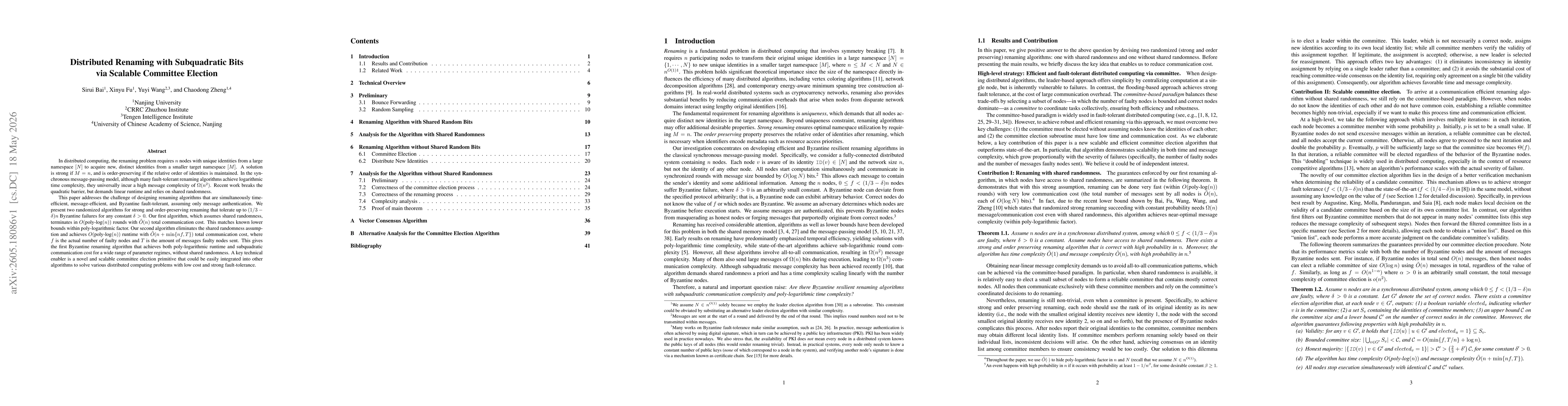 Thumbnail for Distributed Renaming with Subquadratic Bits via Scalable Committee Election