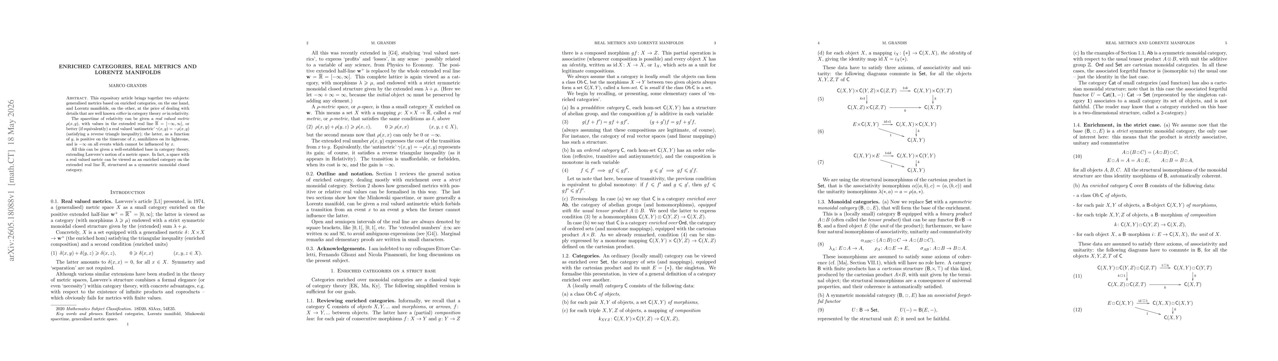 Thumbnail for Enriched categories, real metrics and Lorentz manifolds