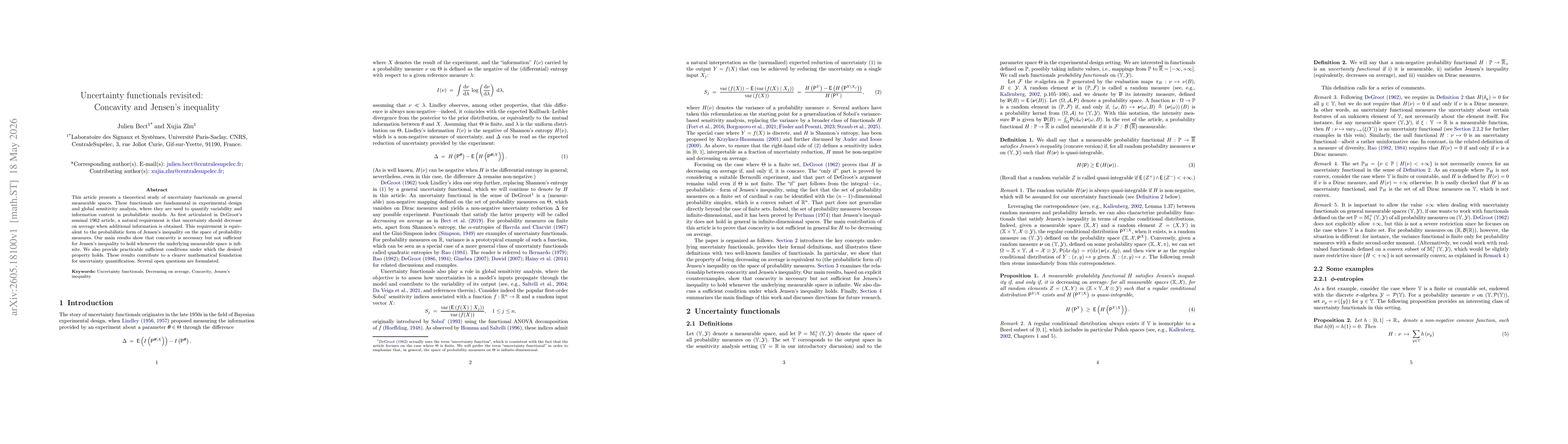 Thumbnail for Uncertainty functionals revisited: Concavity and Jensen's inequality