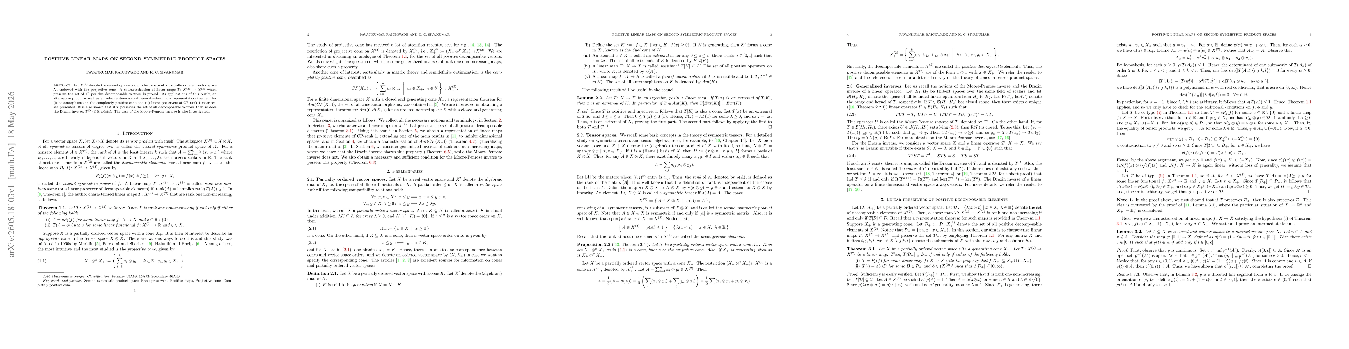 Thumbnail for Positive Linear Maps on Second Symmetric Product Spaces