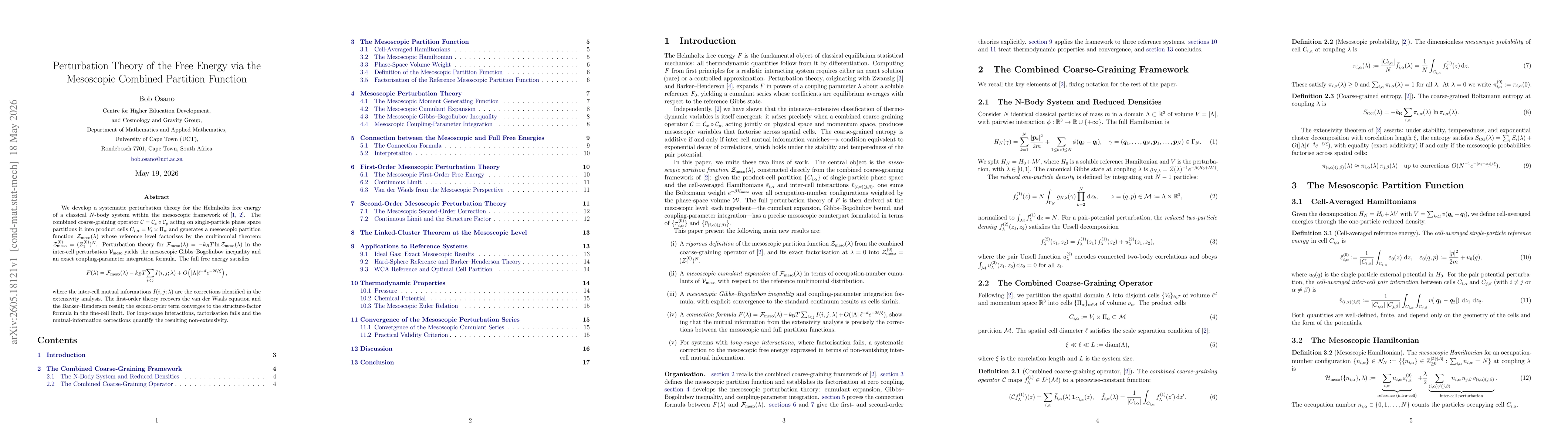 Thumbnail for Perturbation Theory of the Free Energy via the Mesoscopic Combined Partition Function