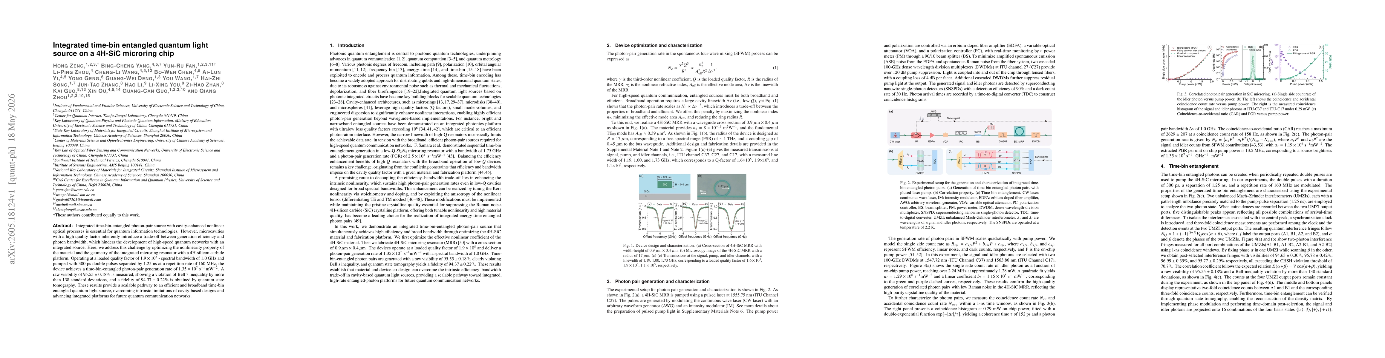 Thumbnail for Integrated time-bin entangled quantum light source on a 4H-SiC microring chip