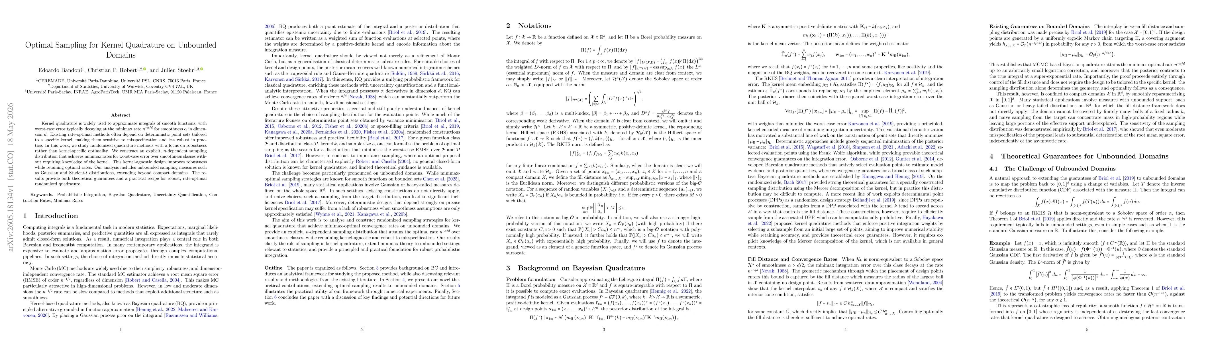 Thumbnail for Optimal Sampling for Kernel Quadrature on Unbounded Domains
