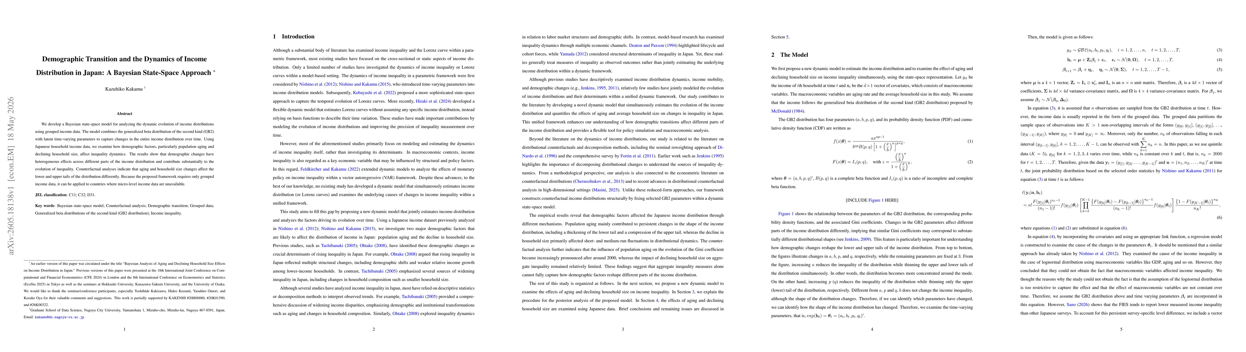 Thumbnail for Demographic Transition and the Dynamics of Income Distribution in Japan: A Bayesian State-Space Approach