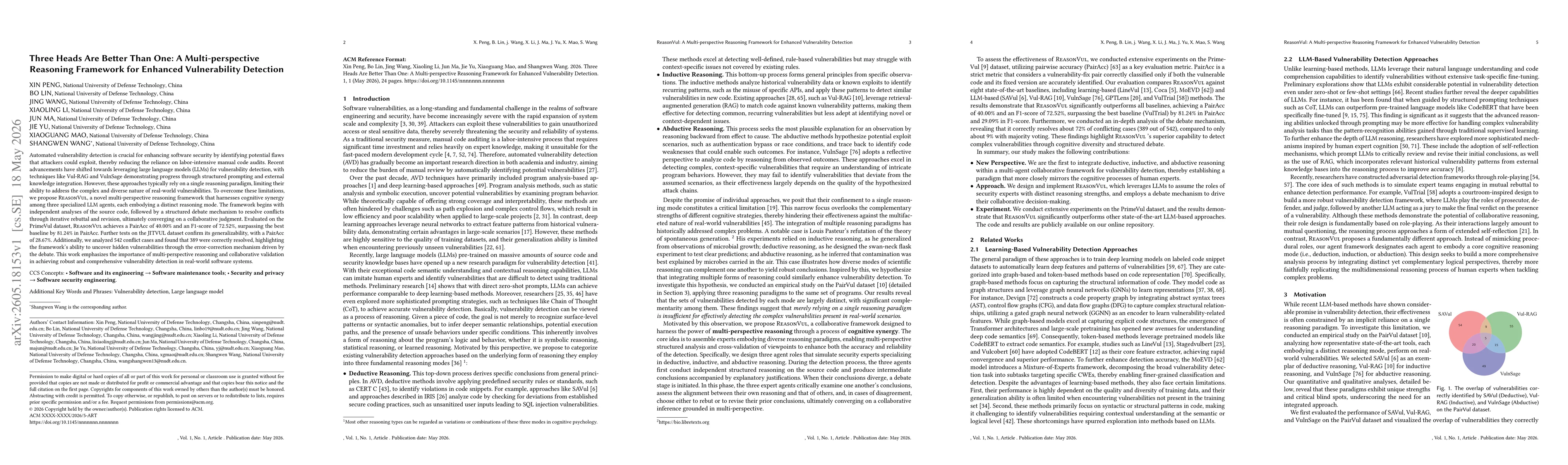 Thumbnail for Three Heads Are Better Than One: A Multi-perspective Reasoning Framework for Enhanced Vulnerability Detection