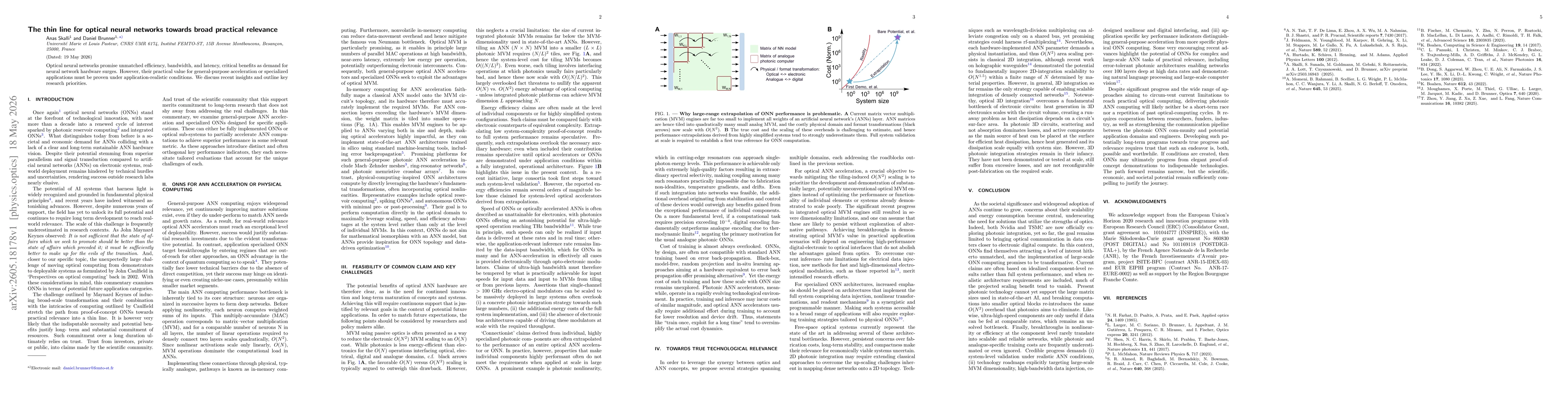 Thumbnail for The thin line for optical neural networks towards broad practical relevance