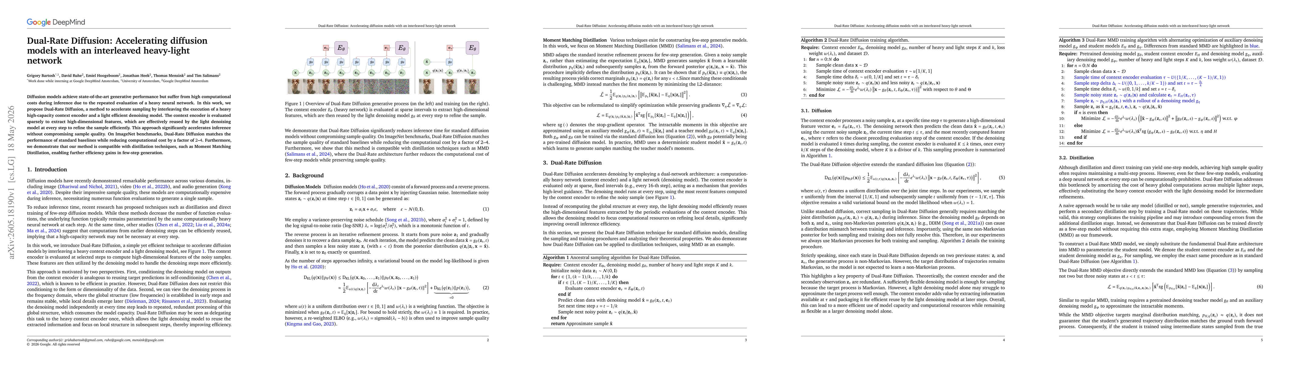 Thumbnail for Dual-Rate Diffusion: Accelerating diffusion models with an interleaved heavy-light network