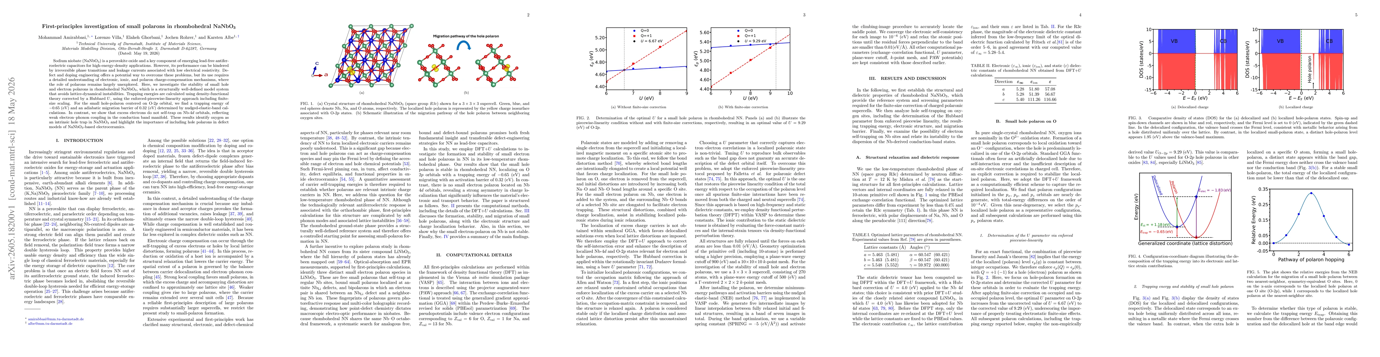 Thumbnail for First-principles investigation of small polarons in rhombohedral NaNbO$_{3}$