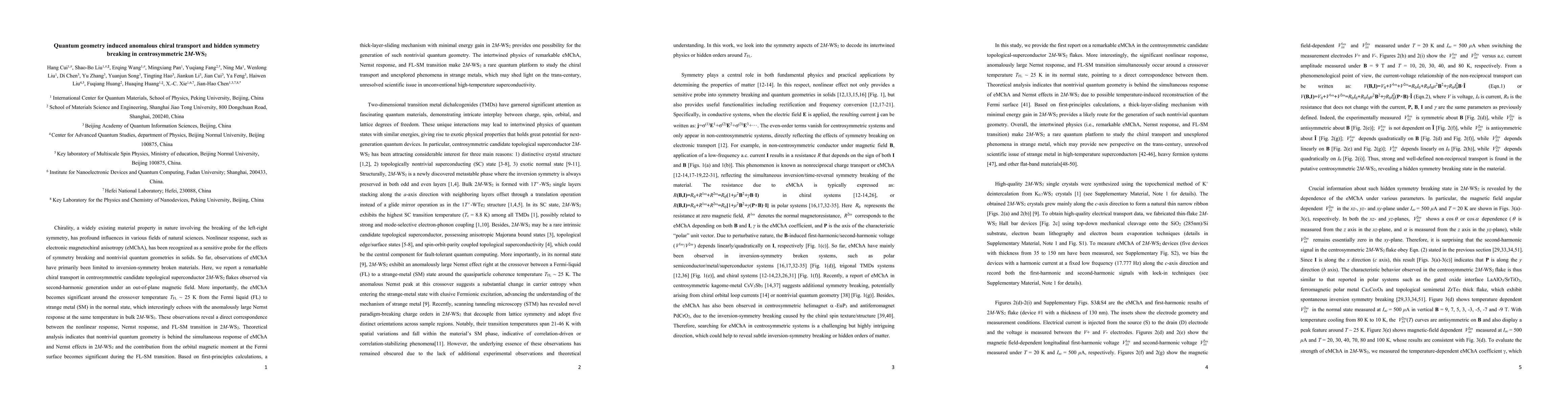Thumbnail for Quantum geometry induced anomalous chiral transport and hidden symmetry breaking in centrosymmetric 2M-WS2