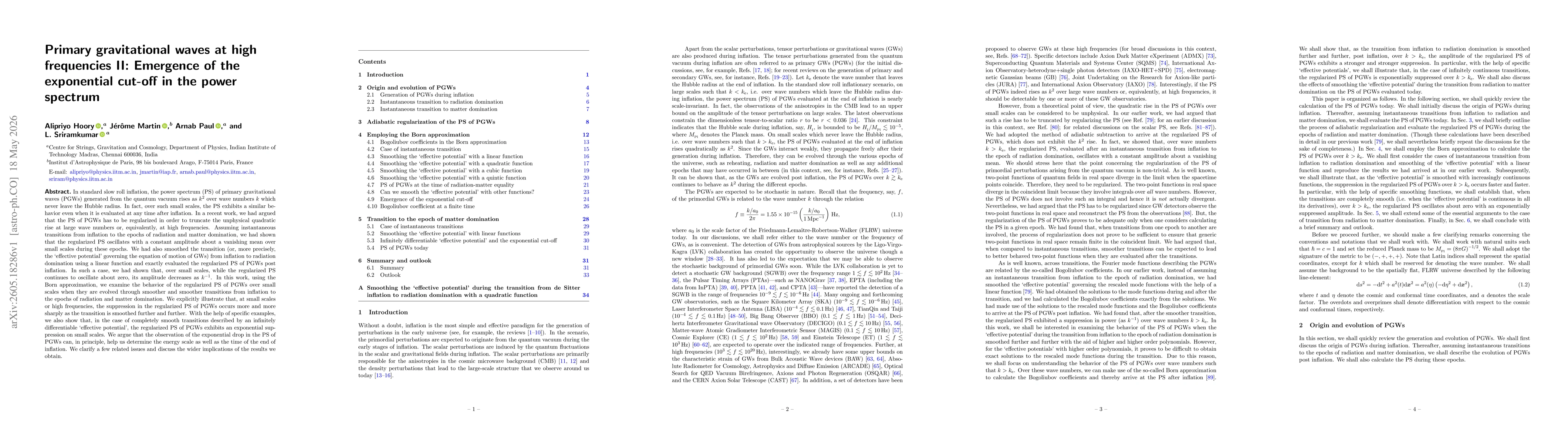 Thumbnail for Primary gravitational waves at high frequencies II: Emergence of the exponential cut-off in the power spectrum