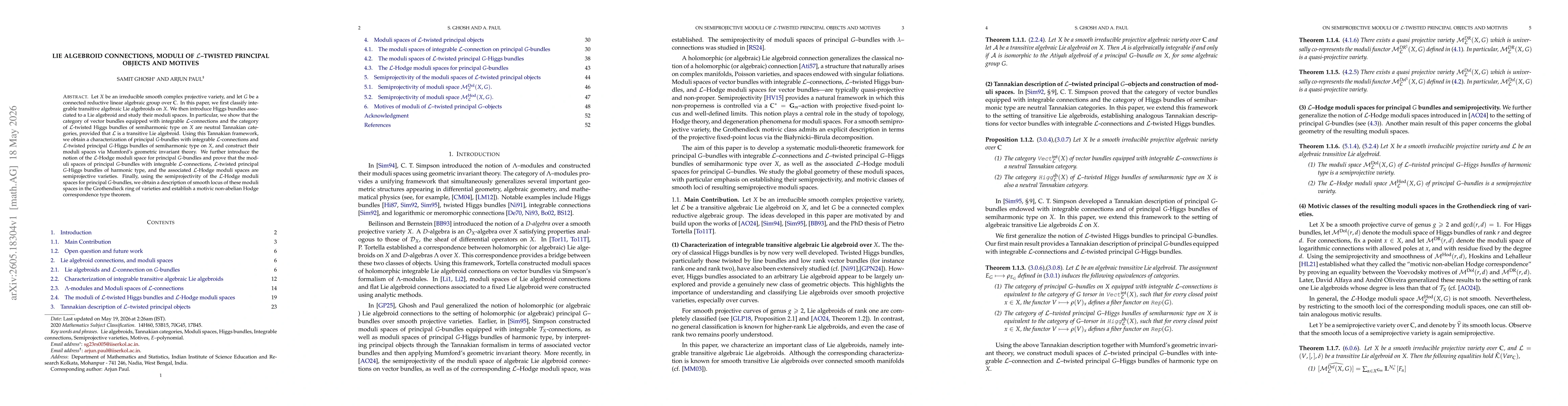 Thumbnail for Lie algebroid Connections, Moduli of $\mathcal{L}$--twisted Principal Objects and motives