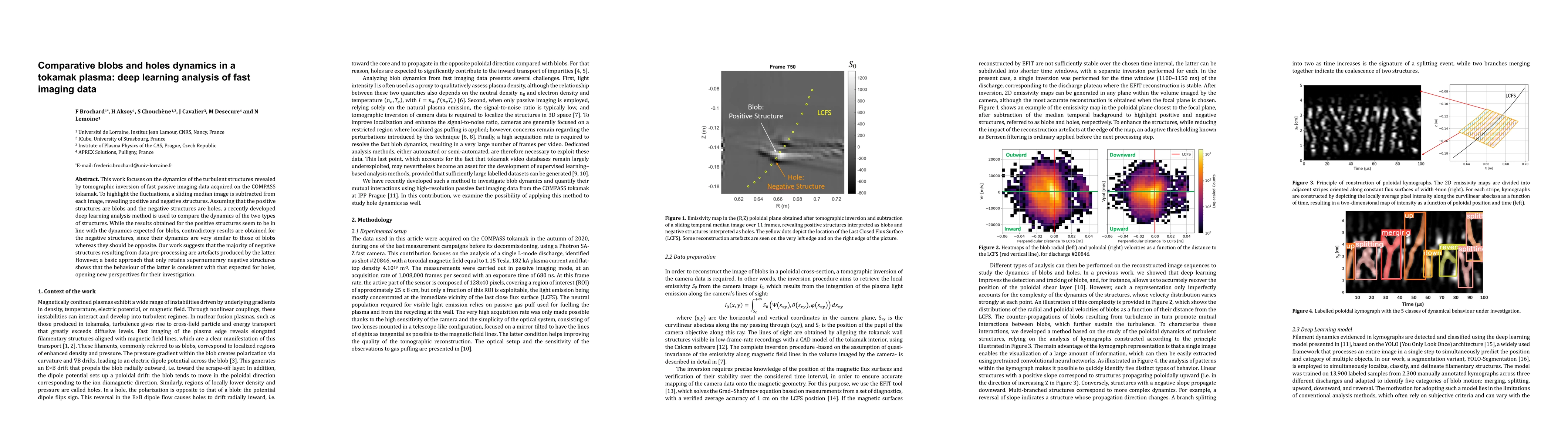 Thumbnail for Comparative blobs and holes dynamics in a tokamak plasma: deep learning analysis of fast imaging data
