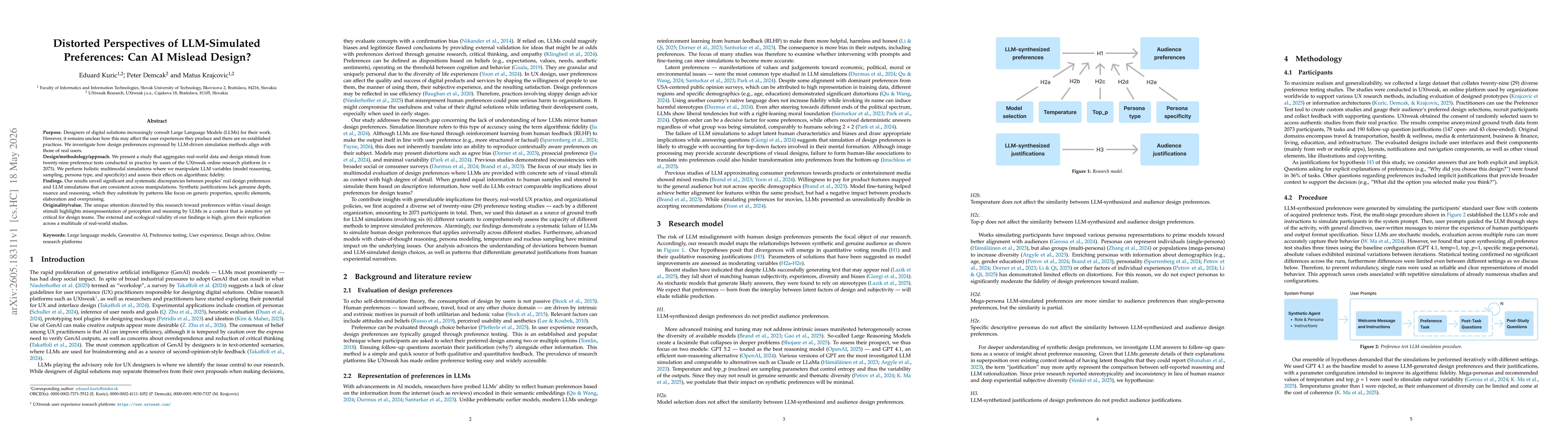 Thumbnail for Distorted Perspectives of LLM-Simulated Preferences: Can AI Mislead Design?