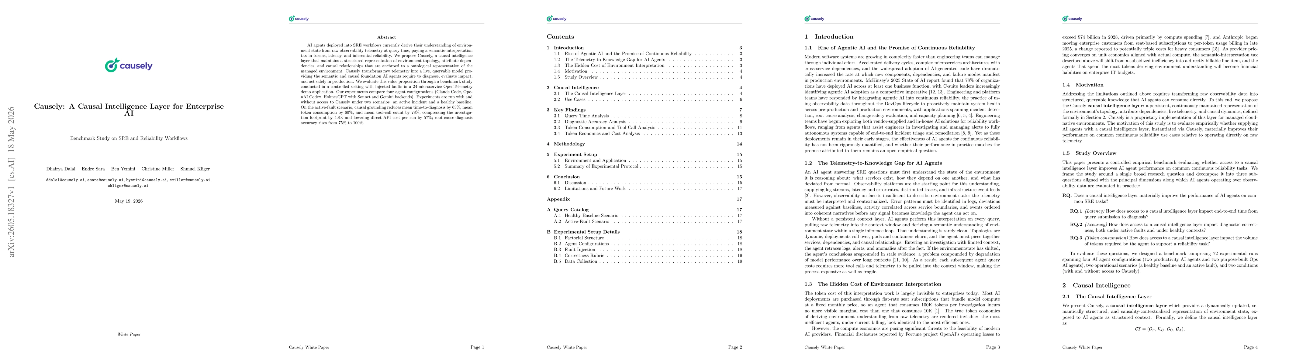 Thumbnail for Causely: A Causal Intelligence Layer for Enterprise AI A Benchmark Study on SRE and Reliability Workflows