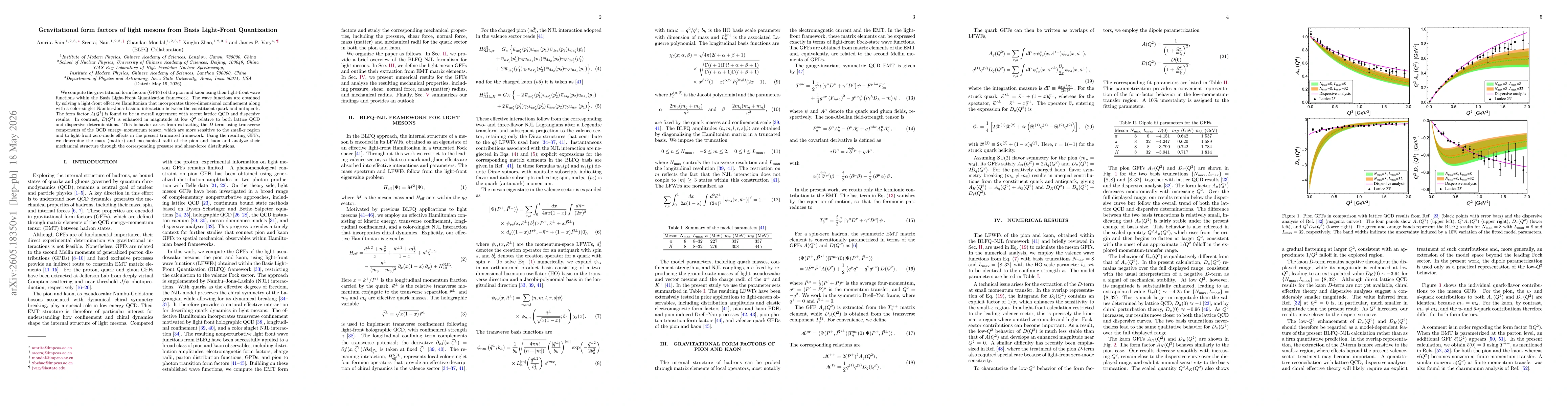 Thumbnail for Gravitational form factors of light mesons from Basis Light-Front Quantization