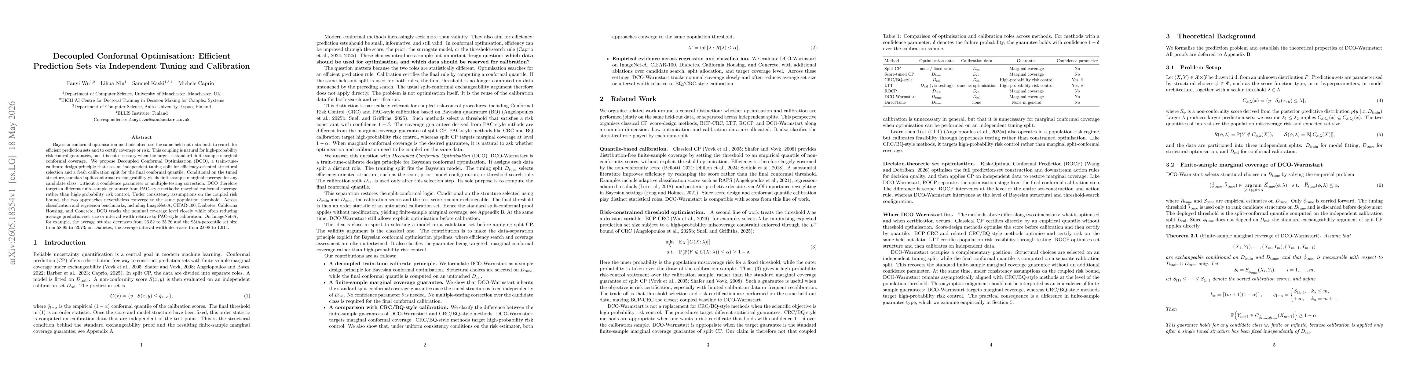 Thumbnail for Decoupled Conformal Optimisation: Efficient Prediction Sets via Independent Tuning and Calibration