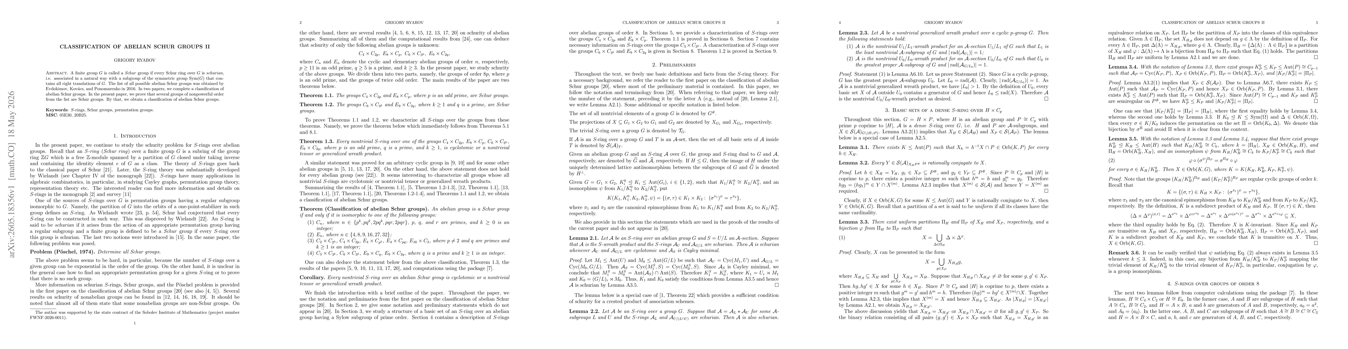 Thumbnail for Classification of abelian Schur groups II