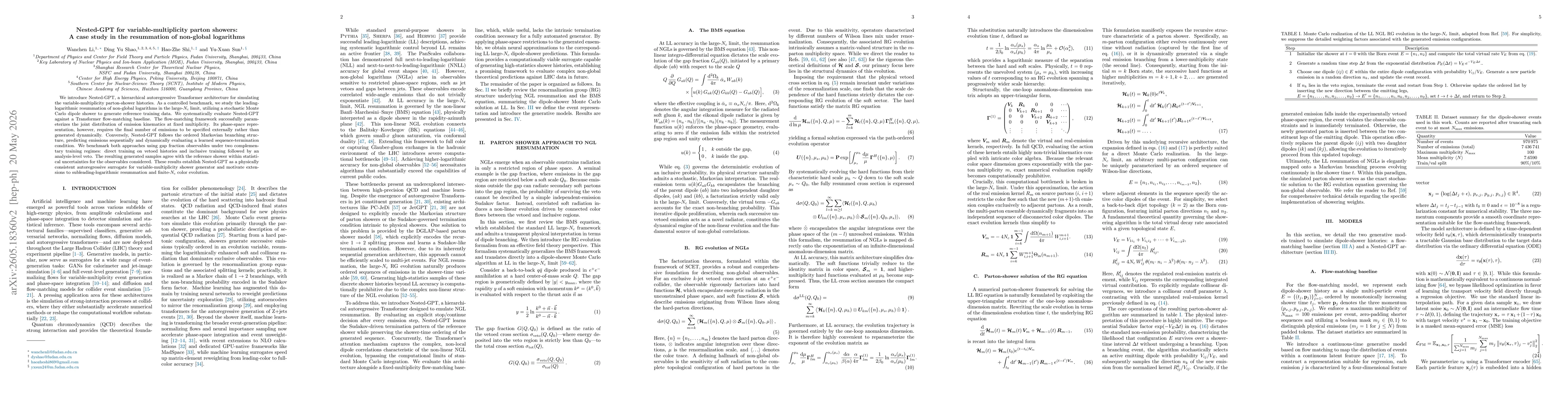Thumbnail for Nested-GPT for variable-multiplicity parton showers: A case study in the resummation of non-global logarithms