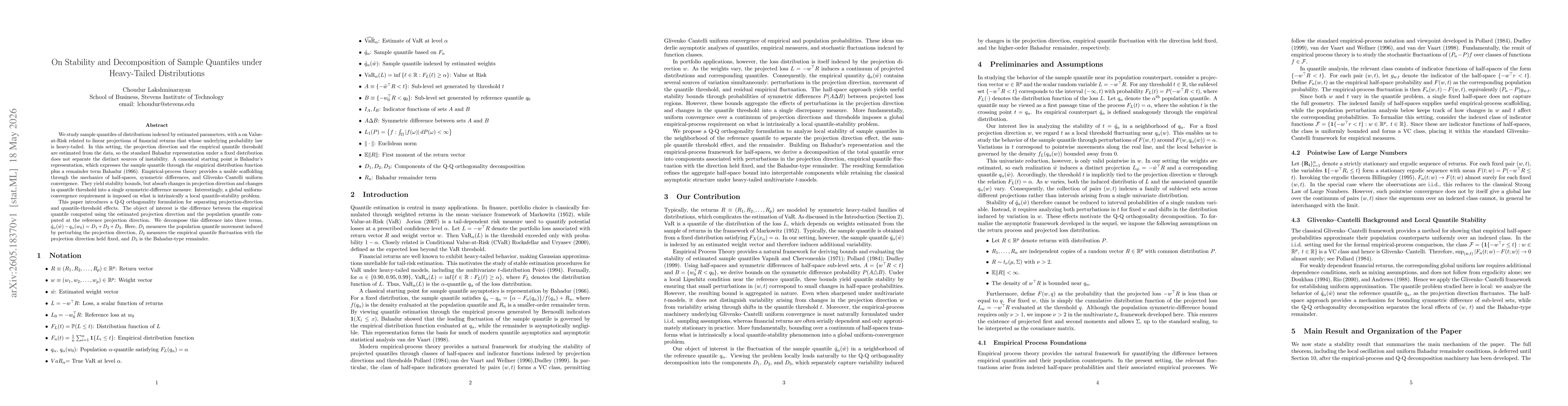 Thumbnail for On Stability and Decomposition of Sample Quantiles under Heavy-Tailed Distributions