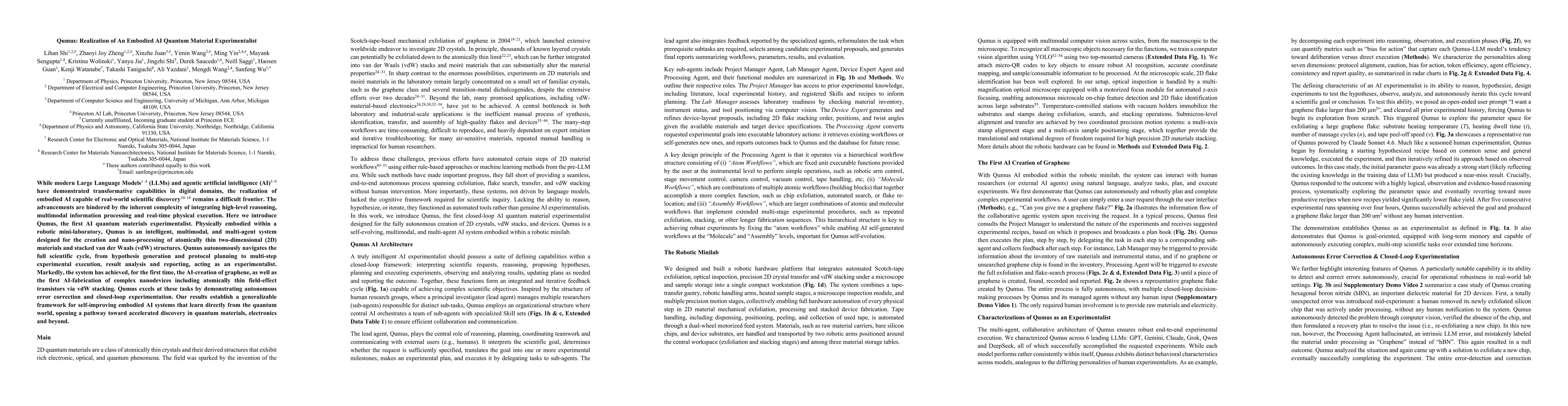 Thumbnail for Qumus: Realization of An Embodied AI Quantum Material Experimentalist