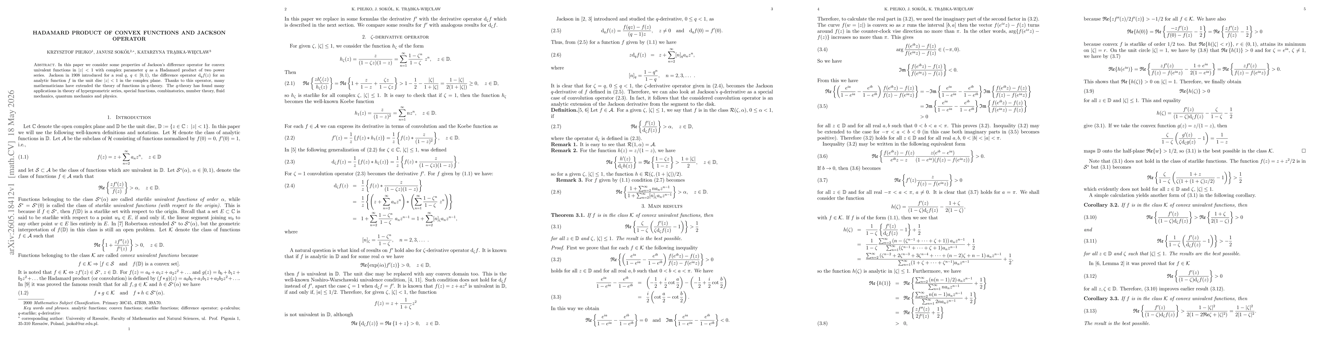 Thumbnail for Hadamard product of convex functions and Jackson operator