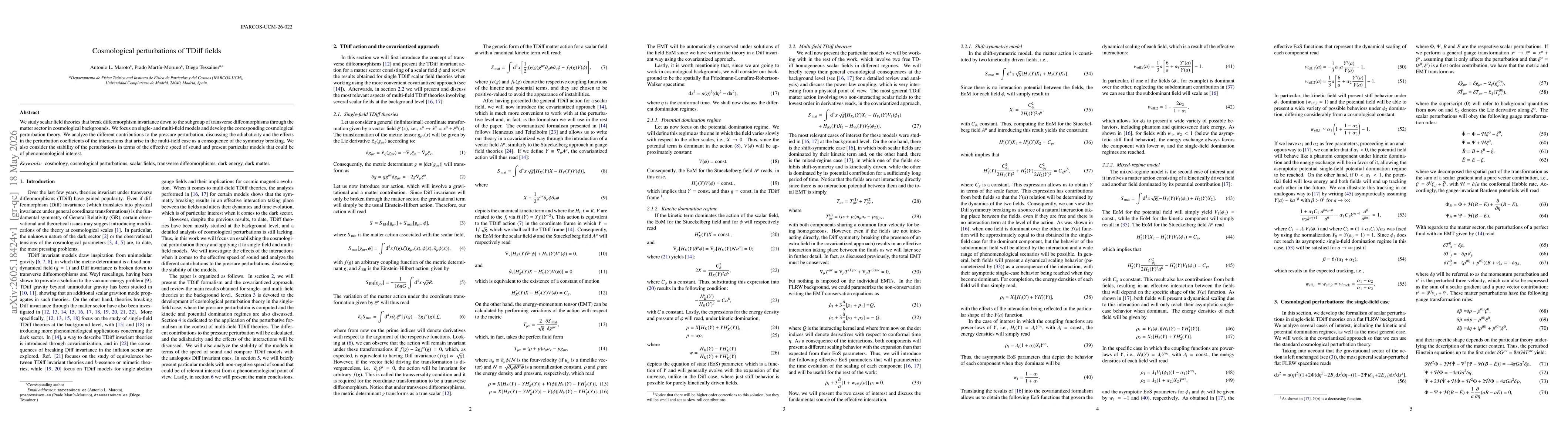 Thumbnail for Cosmological perturbations of TDiff fields