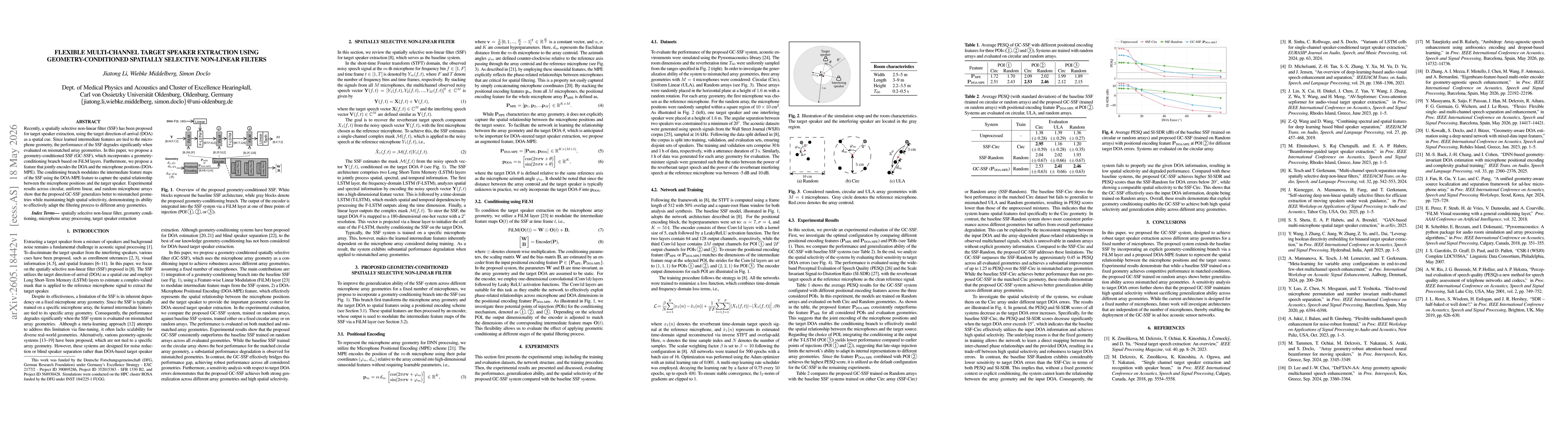 Thumbnail for Flexible Multi-Channel Target Speaker Extraction Using Geometry-Conditioned Spatially Selective Non-linear Filters