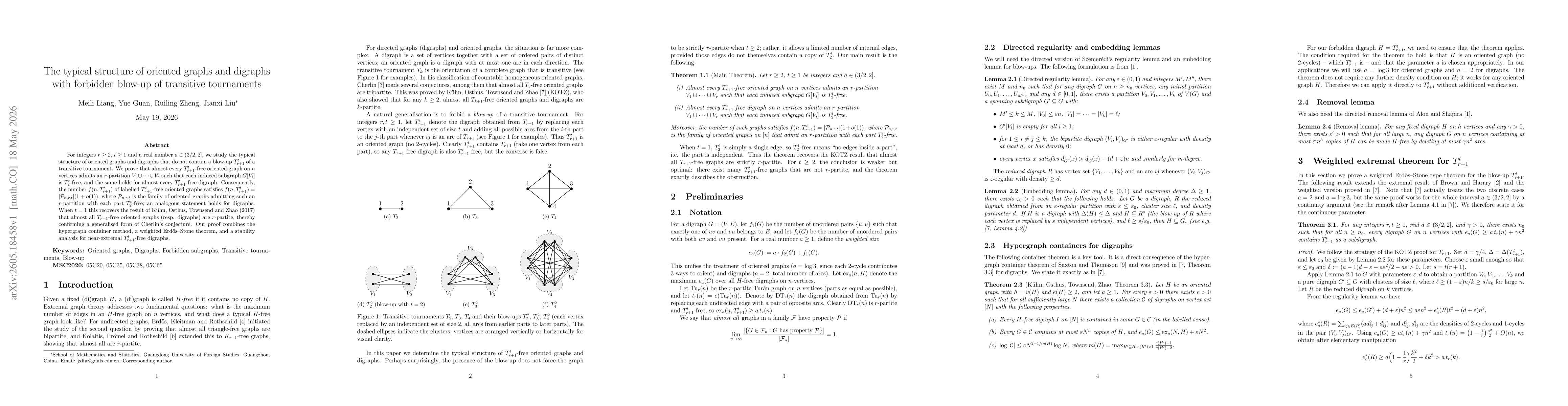 Thumbnail for The typical structure of oriented graphs and digraphs with forbidden blow-up of transitive tournaments