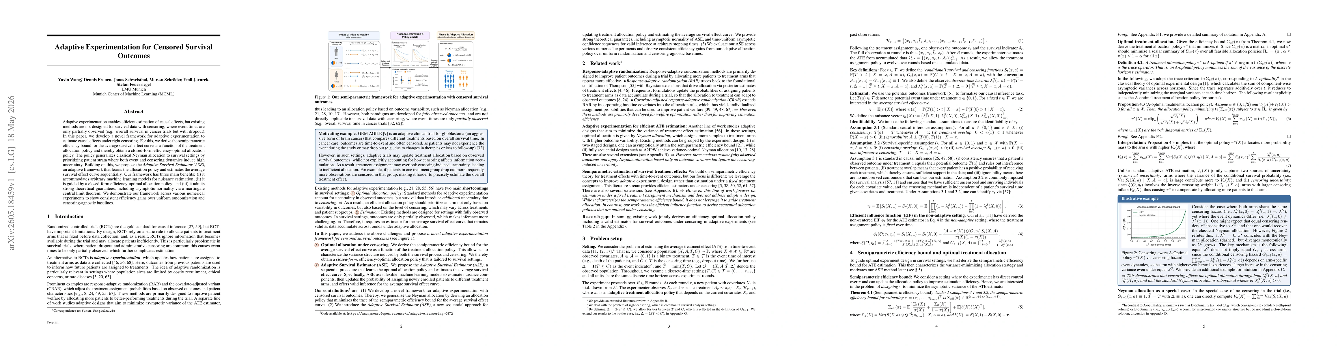 Thumbnail for Adaptive Experimentation for Censored Survival Outcomes