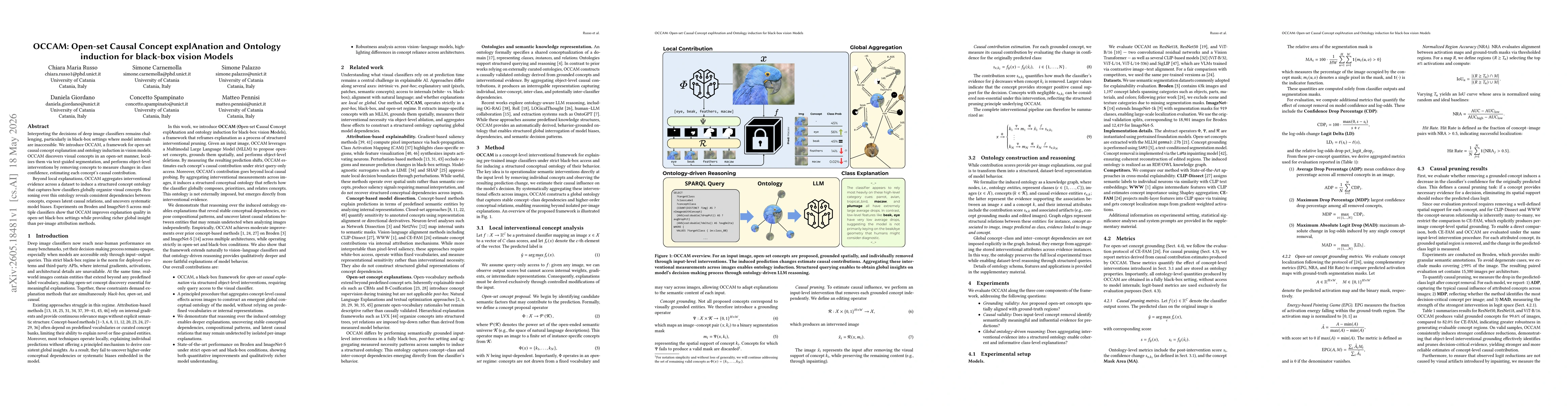 Thumbnail for OCCAM: Open-set Causal Concept explAnation and Ontology induction for black-box vision Models