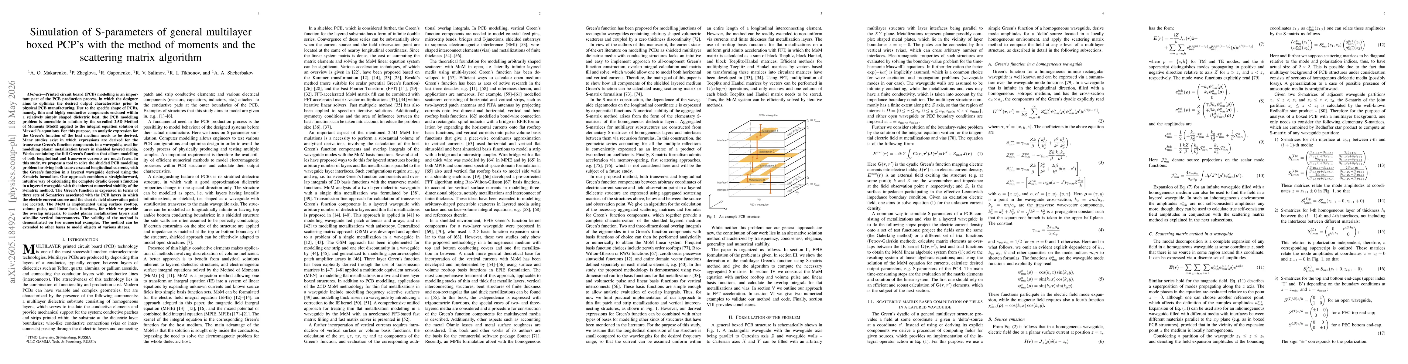 Thumbnail for Simulation of S-parameters of general multilayer boxed PCBs with the method of moments and the scattering matrix algorithm