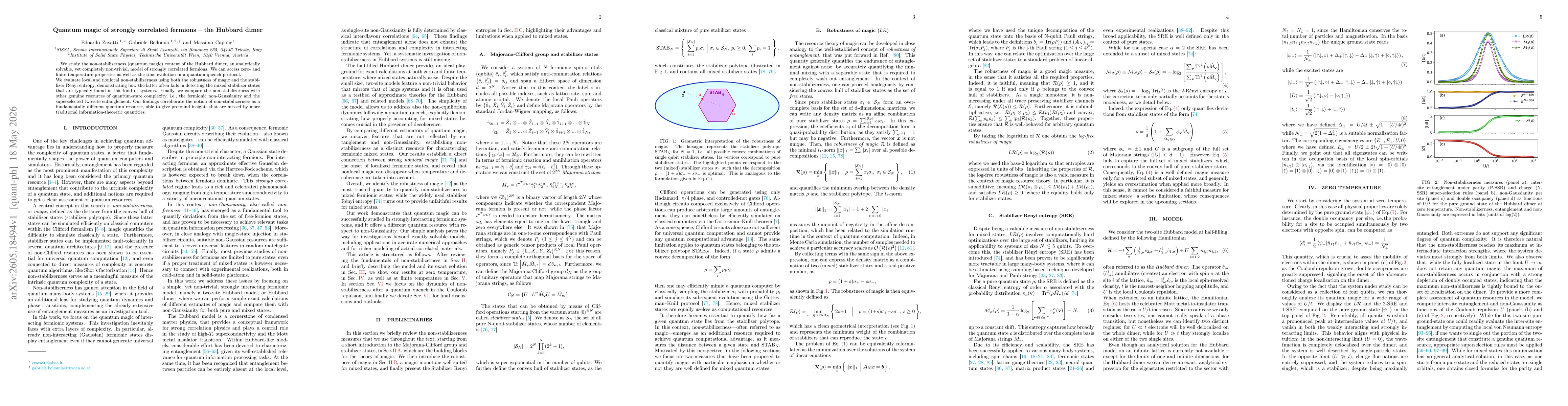 Thumbnail for Quantum magic of strongly correlated fermions $-$ the Hubbard dimer