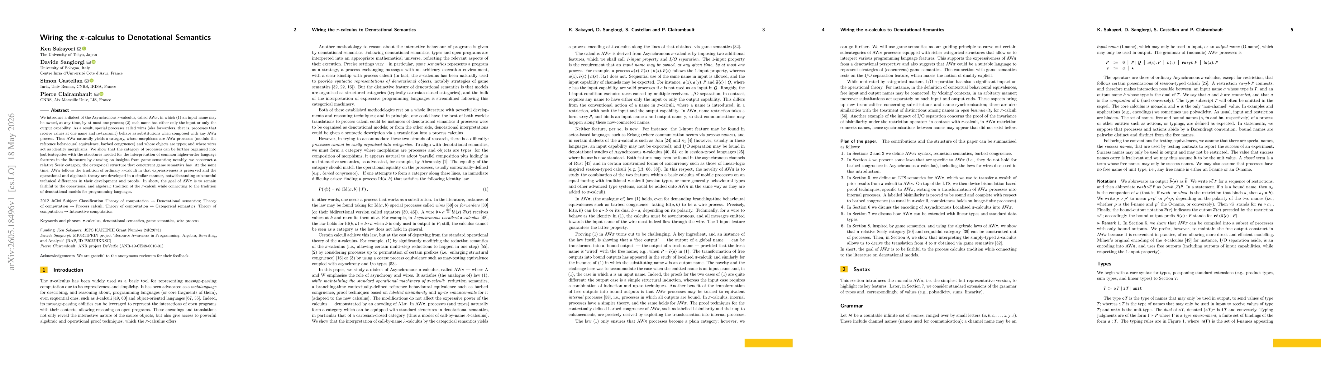 Thumbnail for Wiring the Pi-calculus to Denotational Semantics