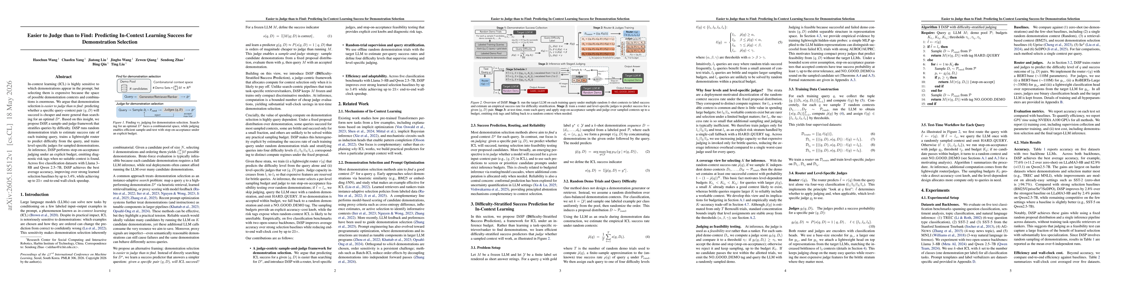 Thumbnail for Easier to Judge than to Find: Predicting In-Context Learning Success for Demonstration Selection