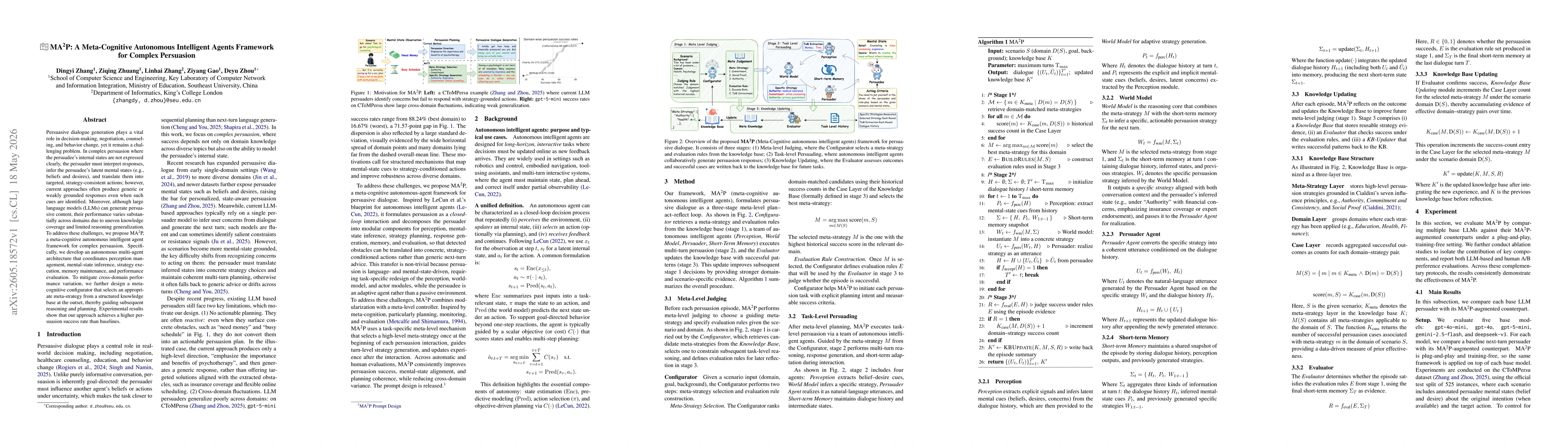Thumbnail for MA$^{2}$P: A Meta-Cognitive Autonomous Intelligent Agents Framework for Complex Persuasion