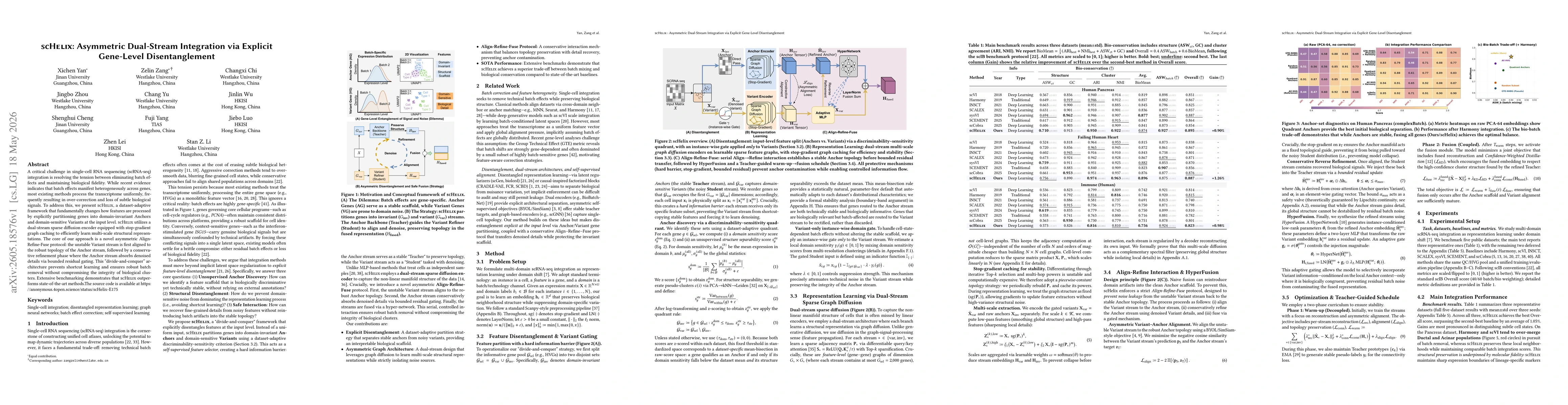 Thumbnail for scHelix: Asymmetric Dual-Stream Integration via Explicit Gene-Level Disentanglement