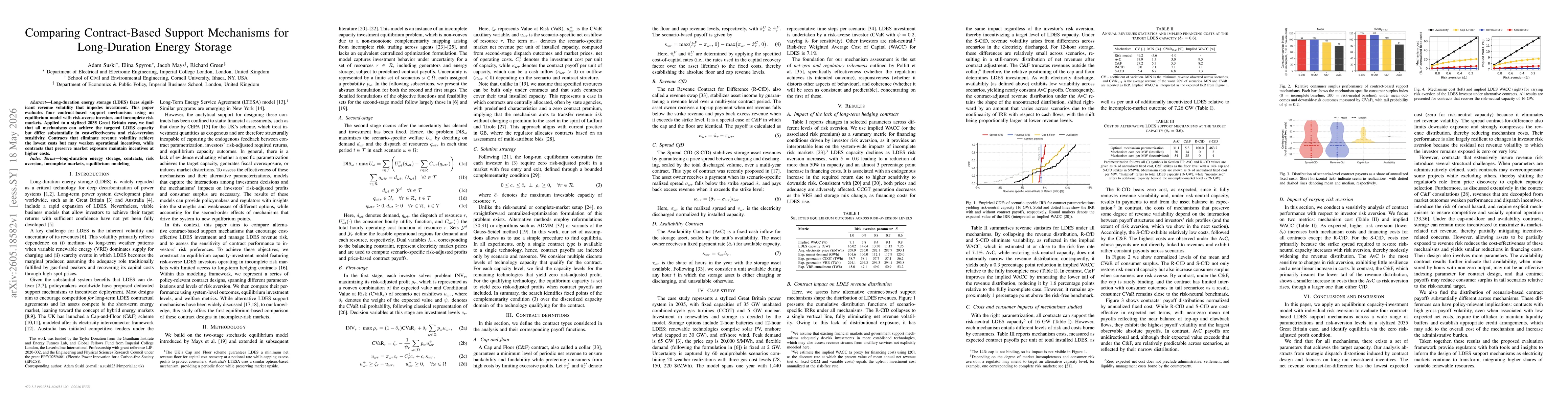 Thumbnail for Comparing Contract-Based Support Mechanisms for Long-Duration Energy Storage