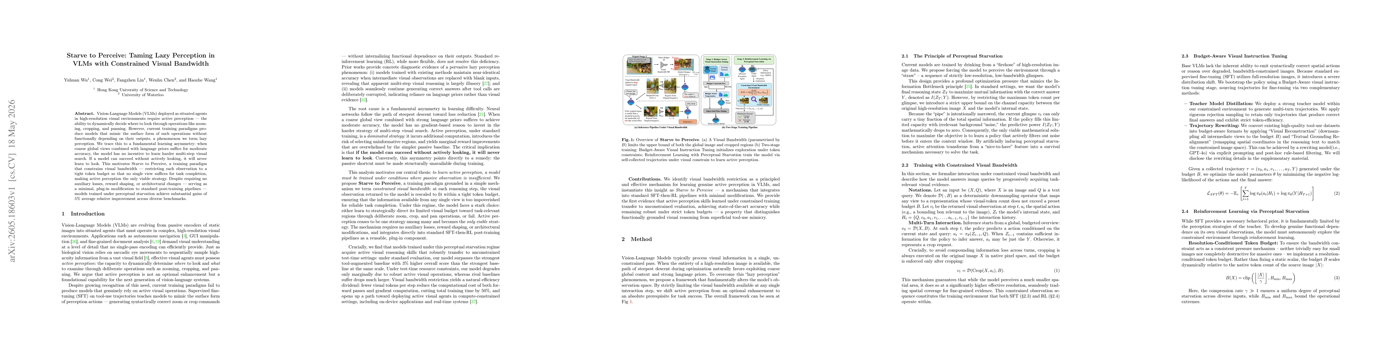 Thumbnail for Starve to Perceive: Taming Lazy Perception in VLMs with Constrained Visual Bandwidth