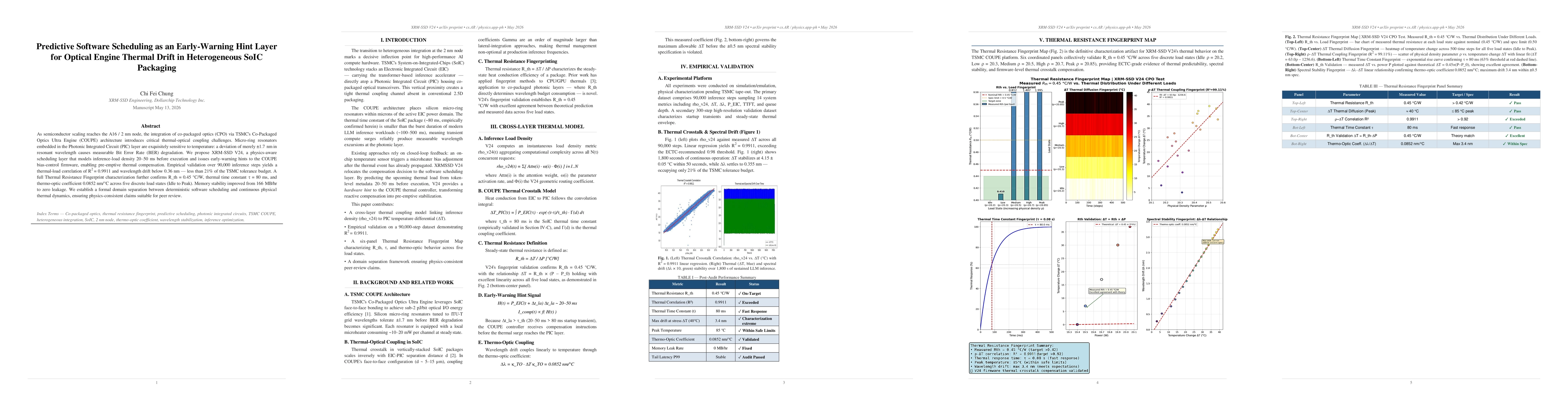 Thumbnail for Predictive Software Scheduling as an Early-Warning Hint Layer for Optical Engine Thermal Drift in Heterogeneous SoIC Packaging
