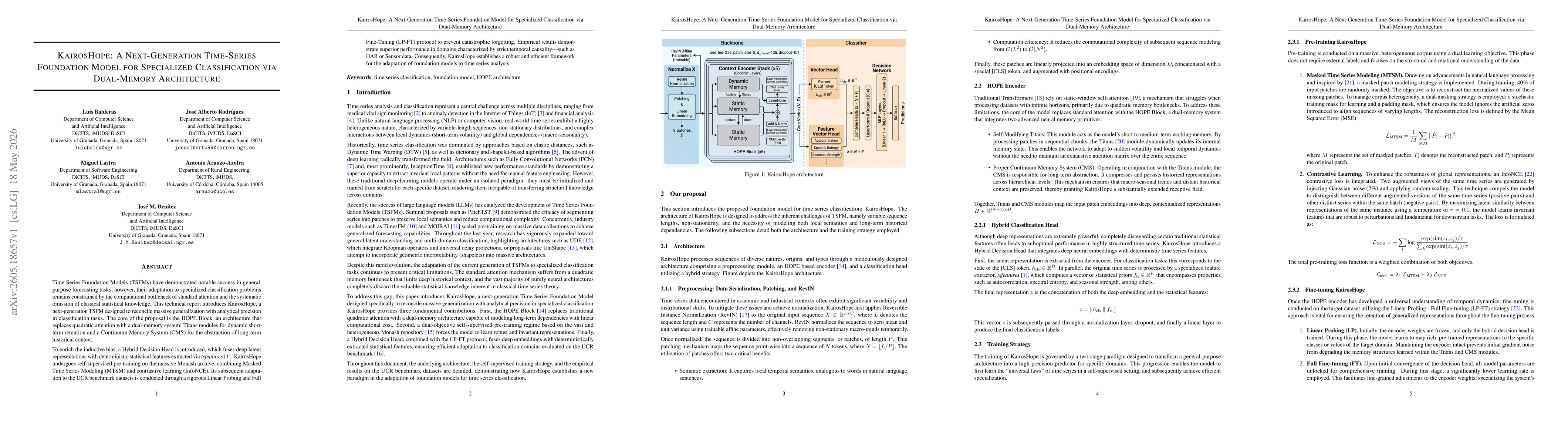 Thumbnail for KairosHope: A Next-Generation Time-Series Foundation Model for Specialized Classification via Dual-Memory Architecture